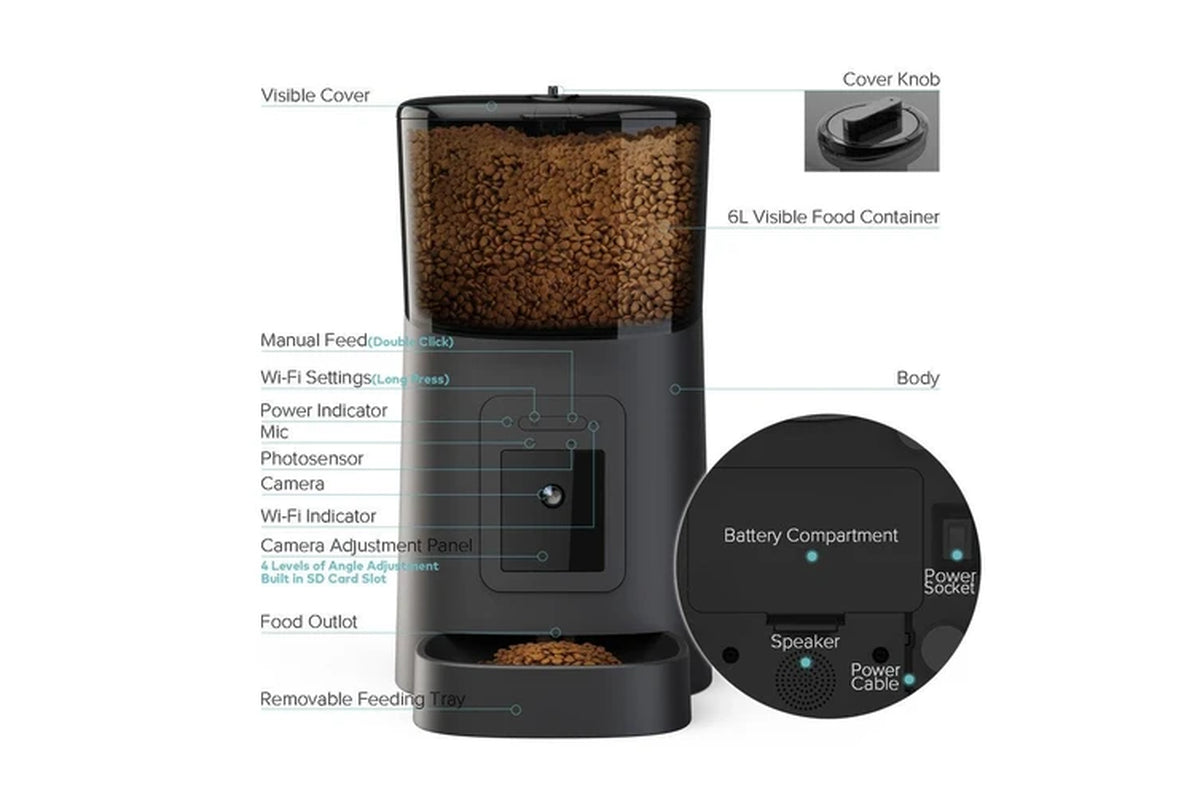 Automatic Pet Feeder Cat Smart Pet Food Dispenser Remote Control Pet Feeder with Camera